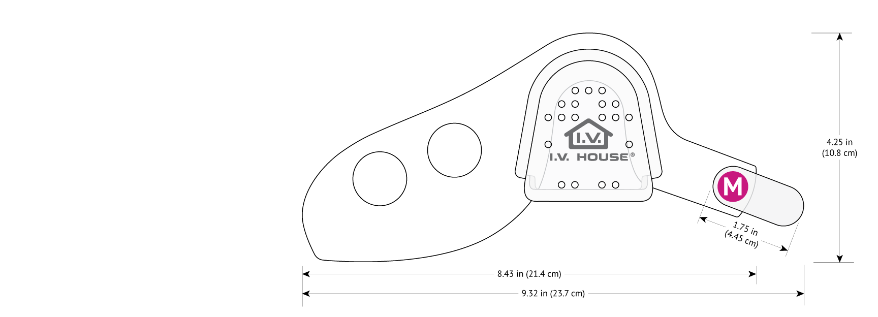 730M I.V. House UltraDressing with dimensions