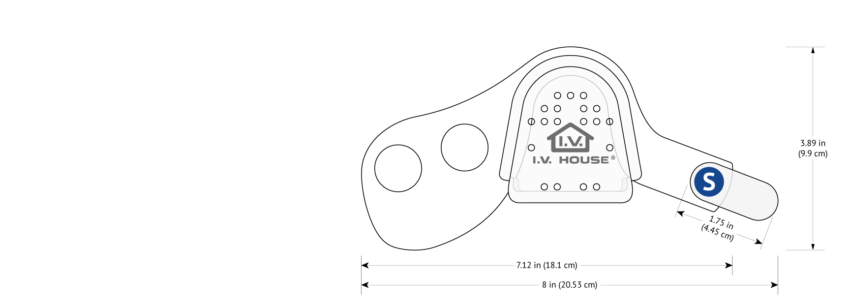 730S I.V. House UltraDressing with dimensions