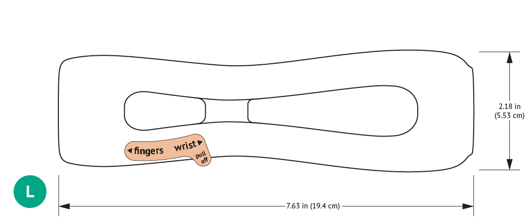 939L-Basic TLC Wrist Splint with dimensions