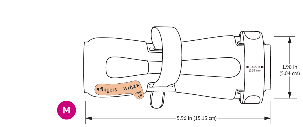 939M-Ultra TLC Wrist Splint with Straps with dimensions