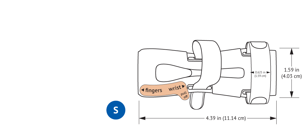 939S-Ultra TLC Wrist Splint with Straps with dimensions