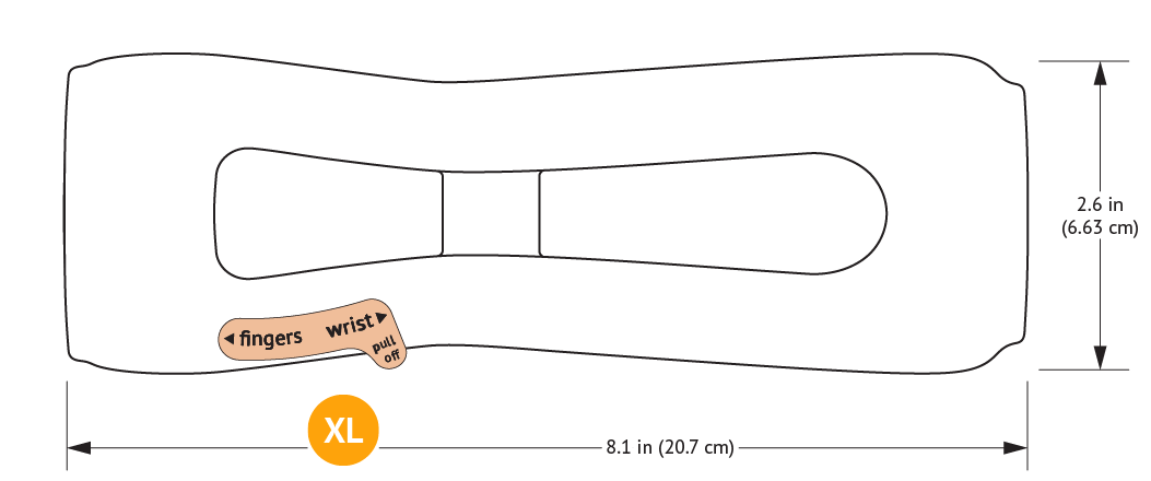 939XL-Basic TLC Wrist Splint with dimensions