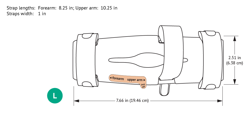 959L-W-Ultra Elbow Splint with dimensions