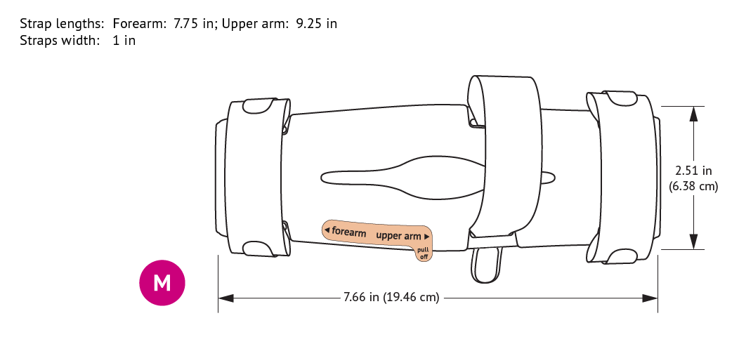 959M-W-Ultra Elbow Splint with dimensions
