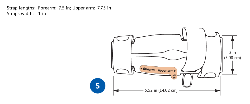 959S-W-Ultra Elbow Splint with dimensions