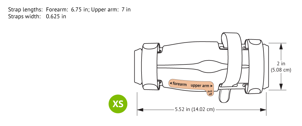 959XS-Ultra Elbow Splint with dimensions