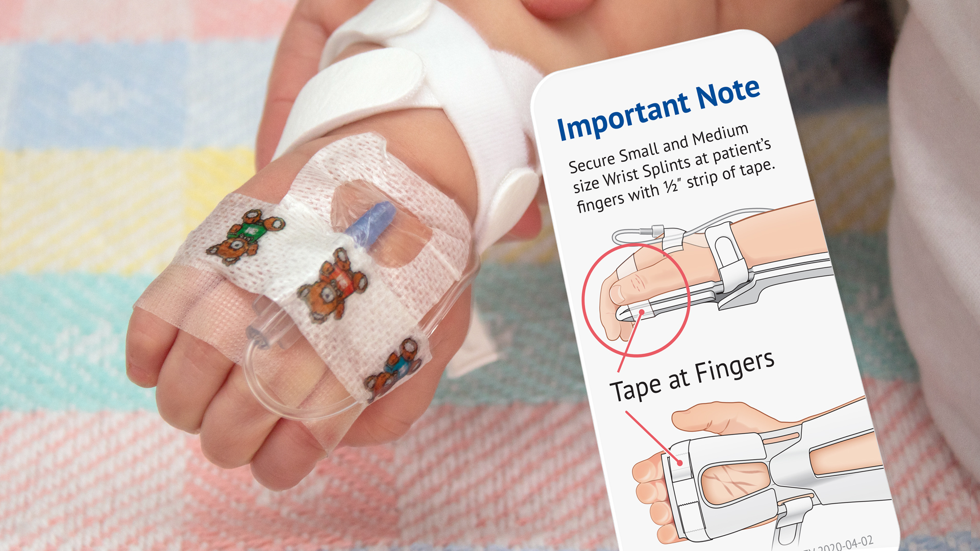Finger Tape Note Prompts Nurses to Secure Wriggly Fingers of Young Patients