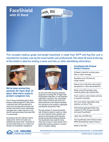 FaceShield with ID Band Product Flyer