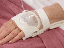 UltraDressing 730L Hand and 939XL-Ultra wrist splint armboard on older adult patient