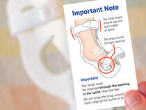 Toe Strap Note to aid in proper foot splint application