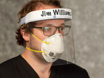 I.V. House FaceShield with ID Band can be worn with medical grade PPE.